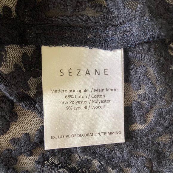 Sezane Daisy lace cropped long sleeve blouse in navy size FR 34 US 2/XS. - Picture 6 of 14